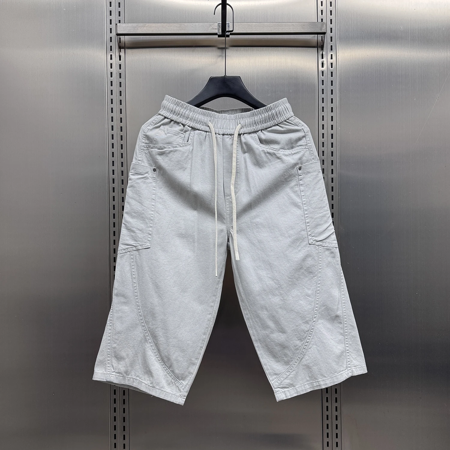 

Американские летние мужские брюки-карго в стиле пэчворк, модные, свободного кроя, средней длины, новинка от трендового бренда