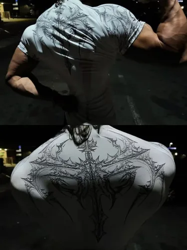 Imagen 2 del producto Camiseta de gimnasio para hombre, camiseta musculosa con estampado gótico oscuro, alta elasticidad y secado rápido, ejercicio para entrenamiento de culturismo, verano 2025