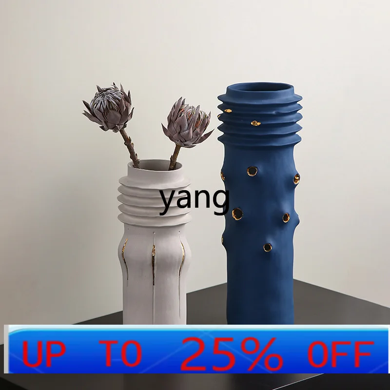 LH Painted Threads Band Ceramic Vase Flower New Chinese Style Home Living Room Hallway Ornaments