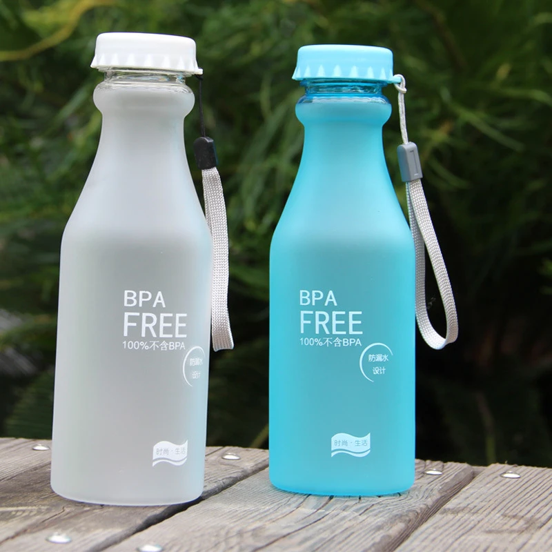 550ml Plastic Water Bottle for Drinking Portable Sport Tea Coffee Cup With Rope BPA Free Kid Water Bottle for School Transparent