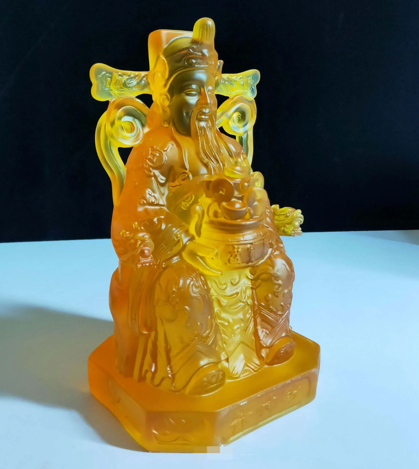 Imagem -02 - Estátua de Buda do Deus da Riqueza Estátua de Buda da China Mammon Santuário Cristal Amarelo Empresa Doméstica 25cm