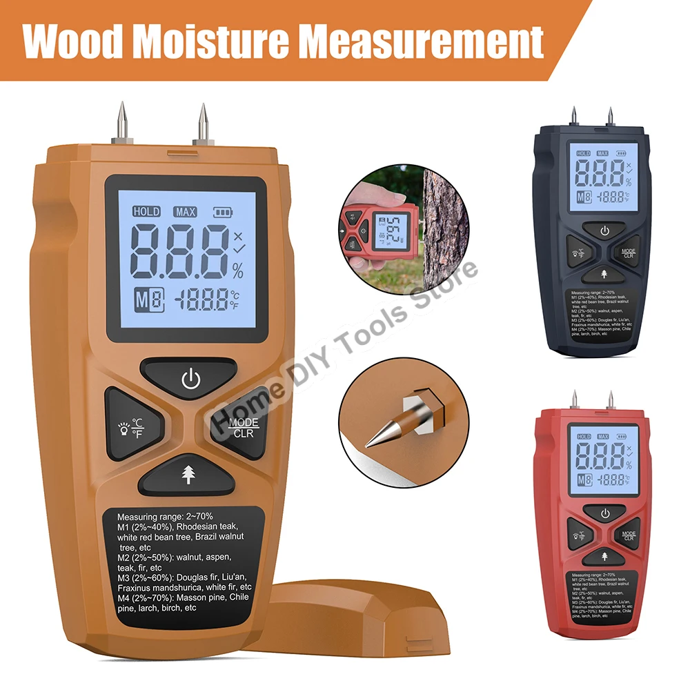 

Wood Moisture Meter Digital Moisture Detector with Indicator Accurate Humidity Tester Hygrometer Timber Damp Detector