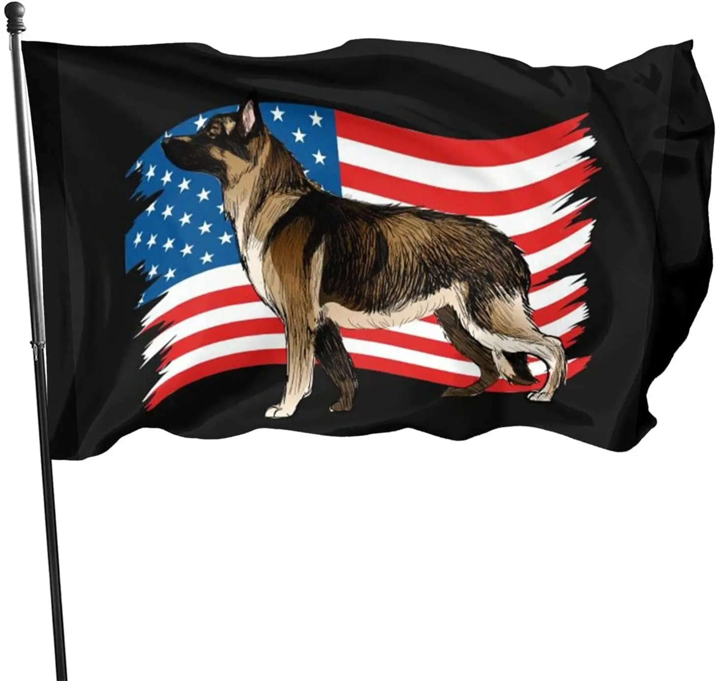 German Shepherd Dog USA Flag Printing Flag Indoor Outdoor Home Decoration Flag Polyester with Brass Buttonhole Women Men Gifts