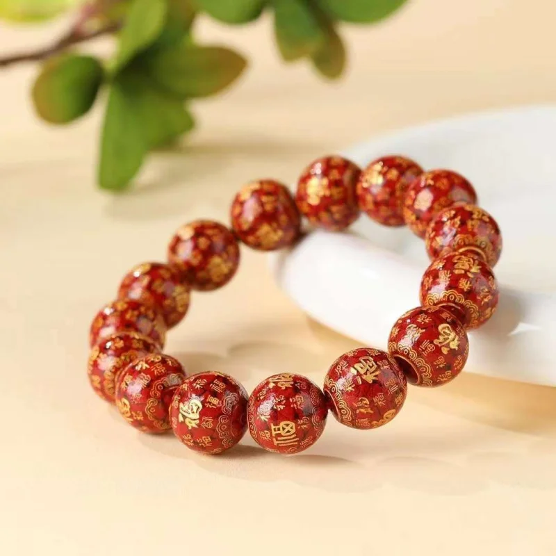 

Sand Bronzing Baifu Bracelet Beads Diameter 14mm Single Circle Men's Bracelet