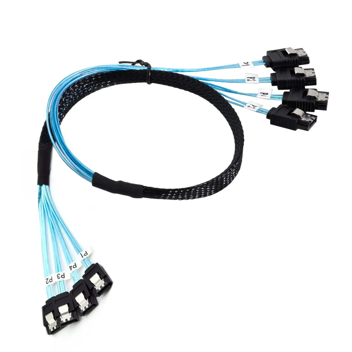 CY Internal SAS 4 SATA Host to 4 SATA 7pin Target Hard Disk 6Gbps Data Server Raid Cable 50cm