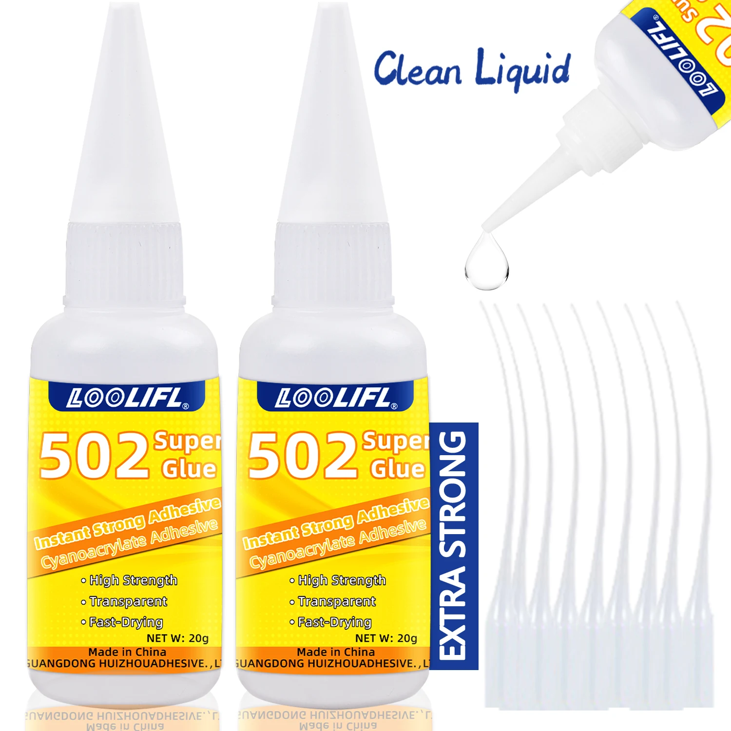 

LOOLIFL 1-5PCS 502 Super Glue Cyanoacrylate Adhesive 3s Quick Dry Strong Bond for Wood Metal Plastic Glass Ceramic DIYRepair 20G