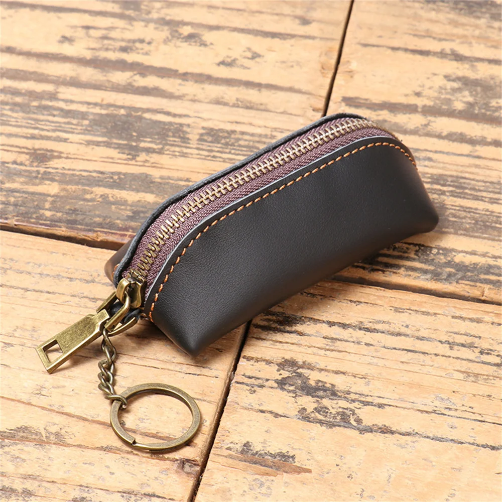 Multi functional Key Holder Organizer Pouch Men Women Car Key Wallet Card Bag Fashion Retro PU Leather Solid Zipper Coin Purses