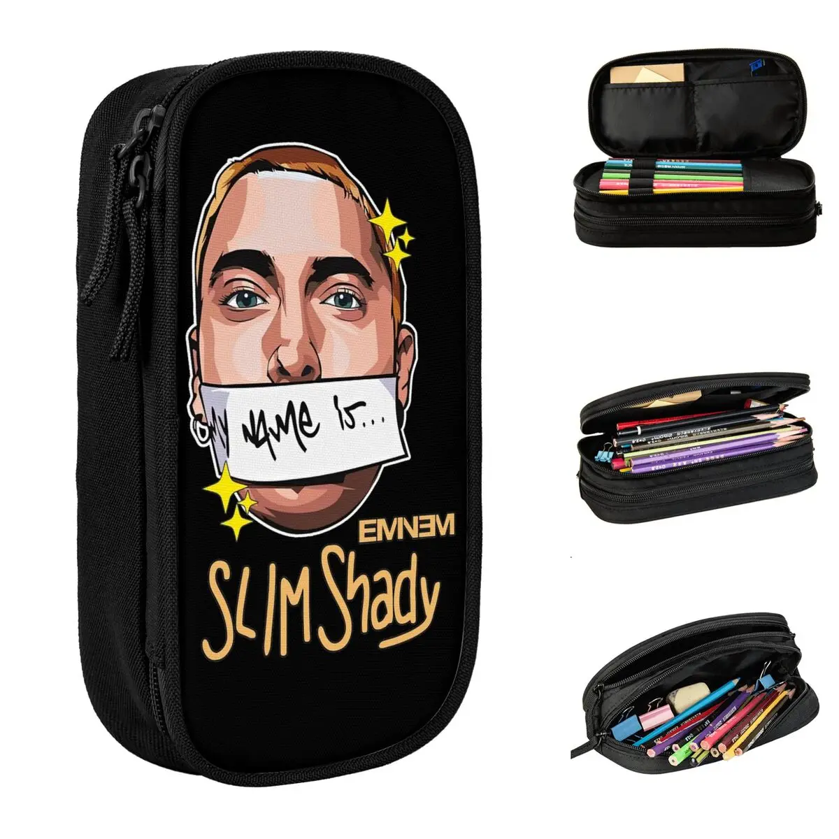 Eminem Inspired Slim Shady Pencil Case New Pen Box Bags Student Big Capacity Students School Gifts Pencilcases