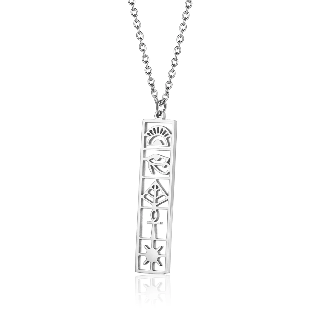 Stainless Steel Egypt Pyramid Cross Delicate Fashion Pendant Necklace Jewelry Gift For Him Woman With Chain