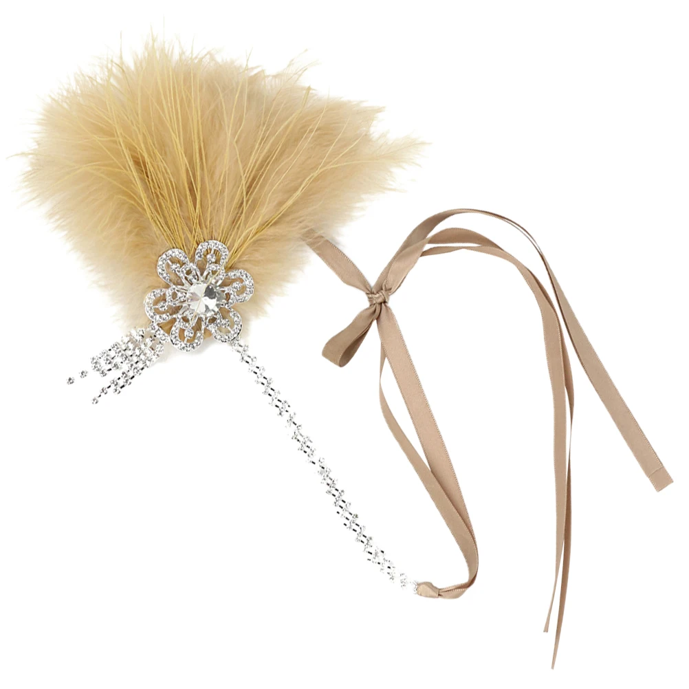 

Headband Rhinestone Plume Decorated Bridal Headpiece Vintage 1920s Flapper Accessories Comfortable Matching Party