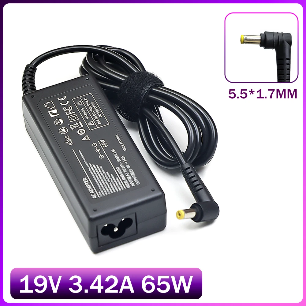 

19V 3.42A 65W 5.5*1.7mm AC Laptop Charger Adapter For Acer Aspire 5315 5630 5735 5920 5535 5738 6920 6530G 7739Z Power Supply
