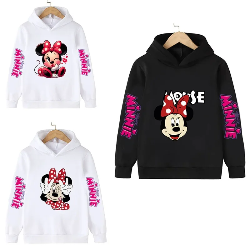 

Disney Minnie Mouse New Hoodies Sweatshirts Girls Clothes Pullovers Children's Clothing Child Girl Tops Kids Spring Coats Hoodie