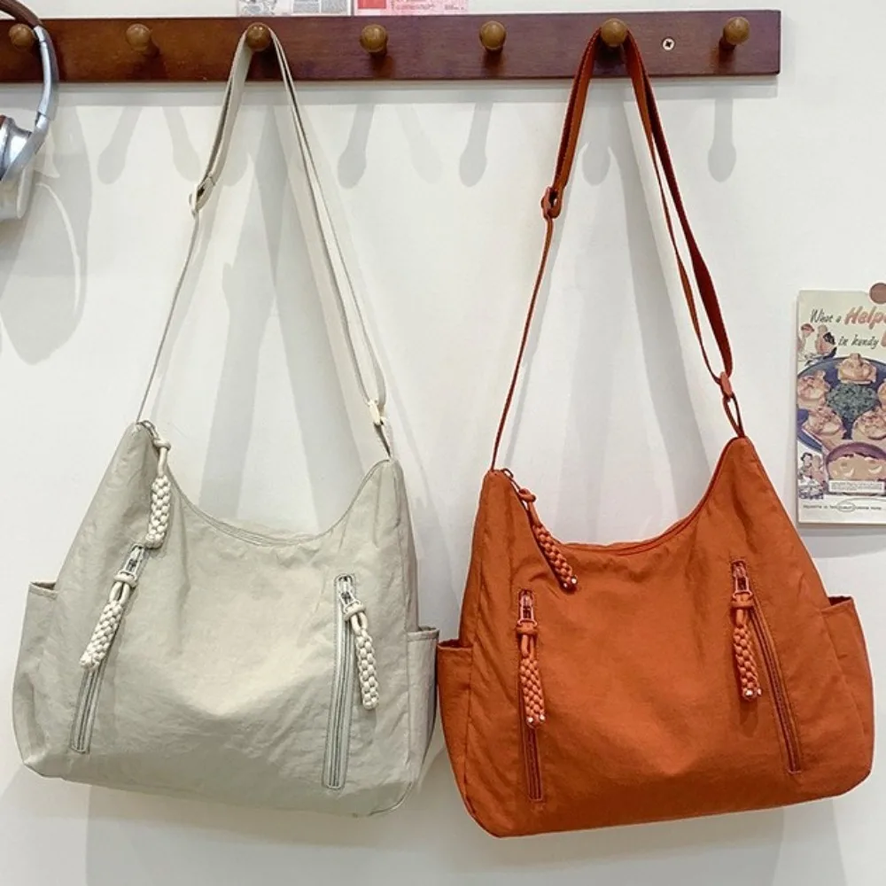 

Portable Nylon Women Shoulder Bag Multi Pocket Solid Color Crossbody Bag Large Capacity Casual Messenger Pack Girls