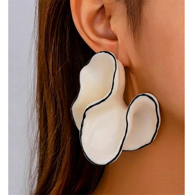 Kshmir Boho exaggerated fashion high quality acrylic contrast color flower woman vacation big earrings fashion jewelry