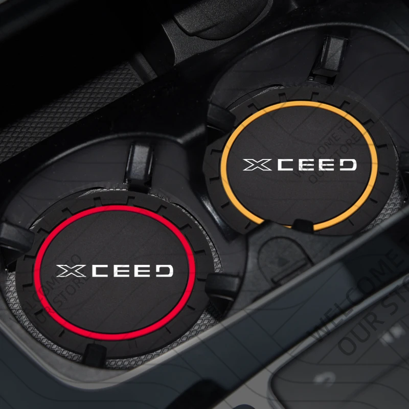 2Pcs For KIA ProCeed X CEED GT Line LOGO Car Silicone Coaster Anti-Slip Water Cup Drink Mat Interior Decoration Accessories - view 3
