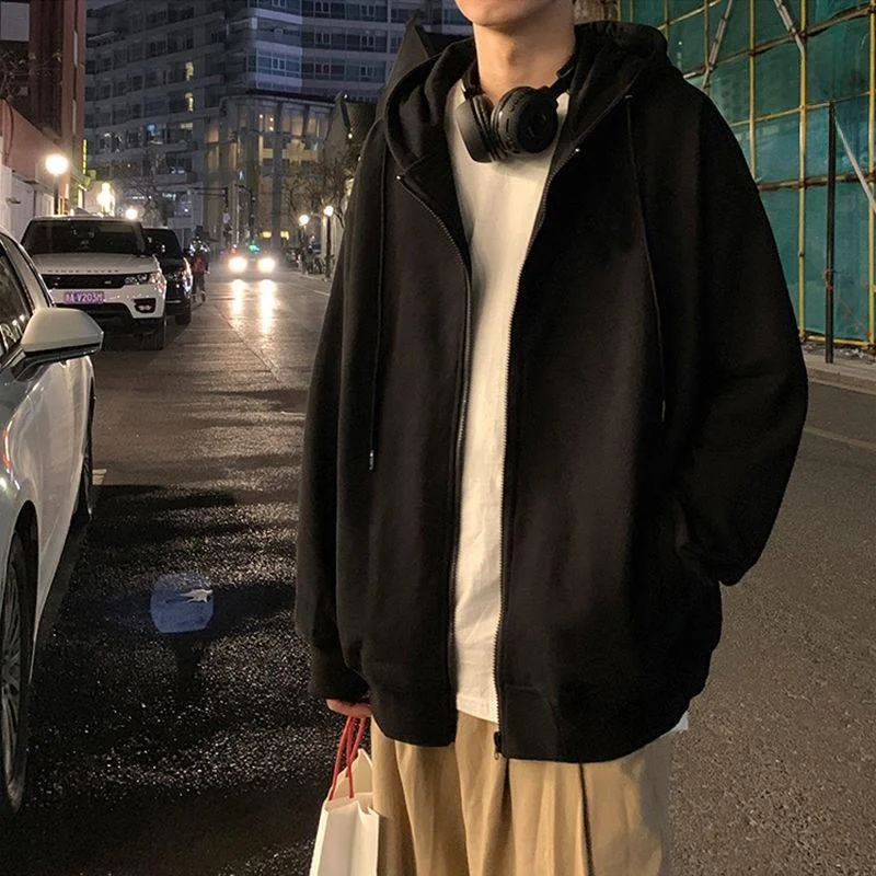 Spring Autumn Thin Men's Workwear Sweatshirt Coat Durable Dirt Resistant Hooded Cardigan for Construction Site Youth Fashion