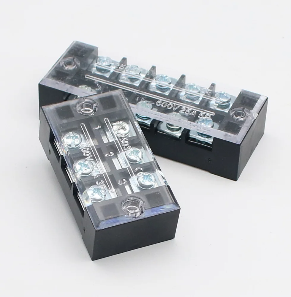 1pcs 25A 600V TB-2503 TB-2504 TB-2505 TB-2506 TB-2510 Dual Row Barrier Screw Terminal Block Strip Wire Connector Wiring tool