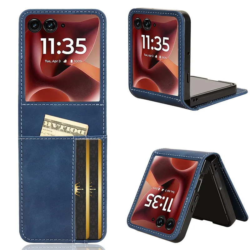 Etui na Motorola Razr 60 Ultra 40 50 Ultra 60 Pro Razr Ultra 2025 Półrozdzielone Retro Etui na Telefon Komórkowy z Wieloma Kieszeniami na Karty — zdjęcie produktu 5