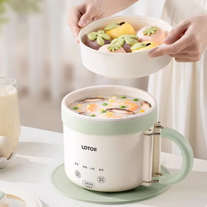 

Электрическая кастрюля 1,6 л со складной ручкой, портативная рисоварка, дорожная кастрюля, многофункциональная электрическая сковорода для общежития, 220 В