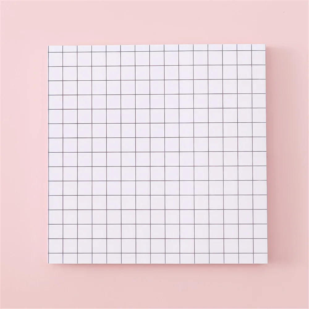 Portable 80 Sheets Simple Blank Grid Sticky Note Memo Pad for Making Notes Planning Notepad Stationary Office School Supplies