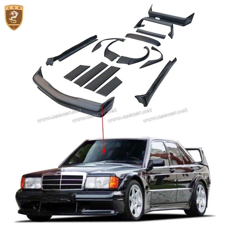 

For Merced Benz C Class Front Rear Bumper Parts 190E Evo II Style Full Set Body Kits