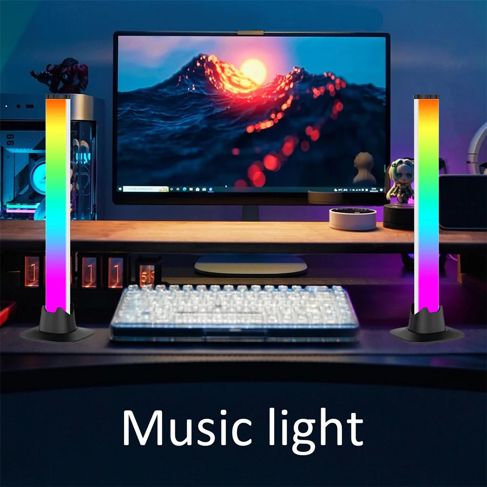 Imagem -03 - Wiscolor Lâmpada de Mesa Led Rgb Bar Music Rhythm Smart App Contro Desktop Lighting For tv Backlight Desktop Lamp Gaming Ambient Light