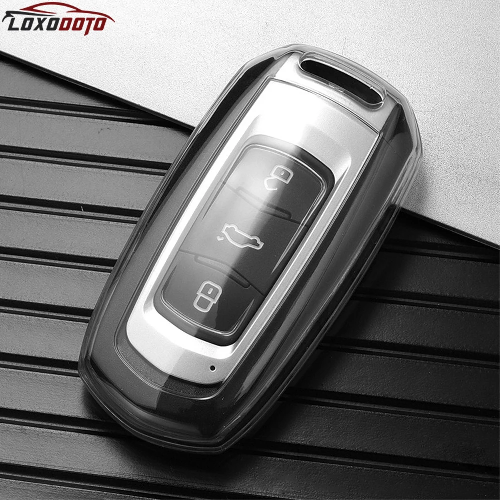 TPU Transparent Car Key Case Remote Full Key Cover Holder Keychain Caps For Geely Atlas Pro Emgrand X7 GS GX3 GT GC9