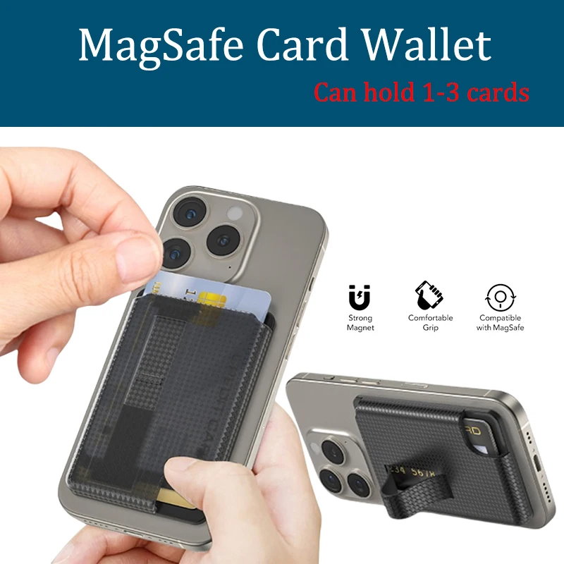 

For MagSafe Card Wallet For iPhone Samsung Holds 1-3 Cards Magnetic Phone Wallet With Stand Magsafe Card Holder Wallet