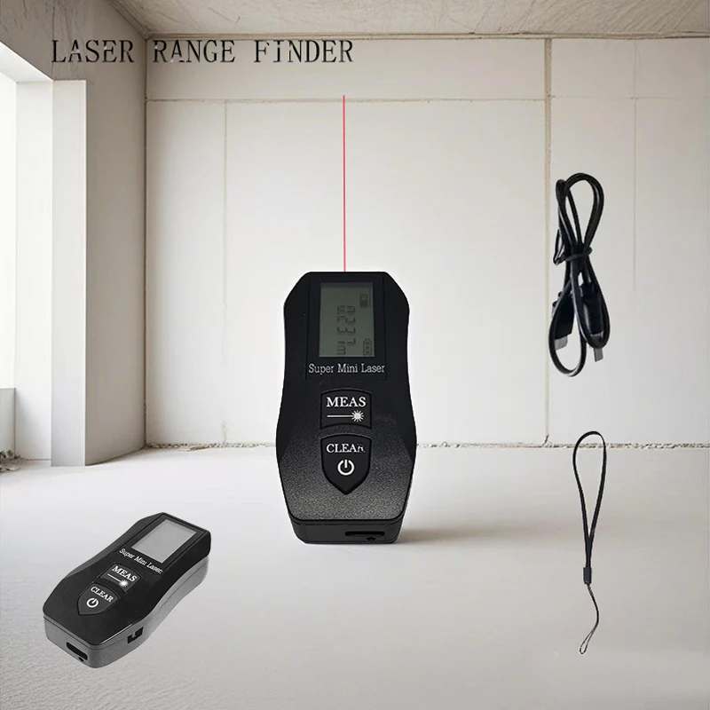 

Портативный мини-лазерный дальномер, высокоточный лазерный дальномер. Зарядка через USB, подходит для внутреннего украшения, 30 м