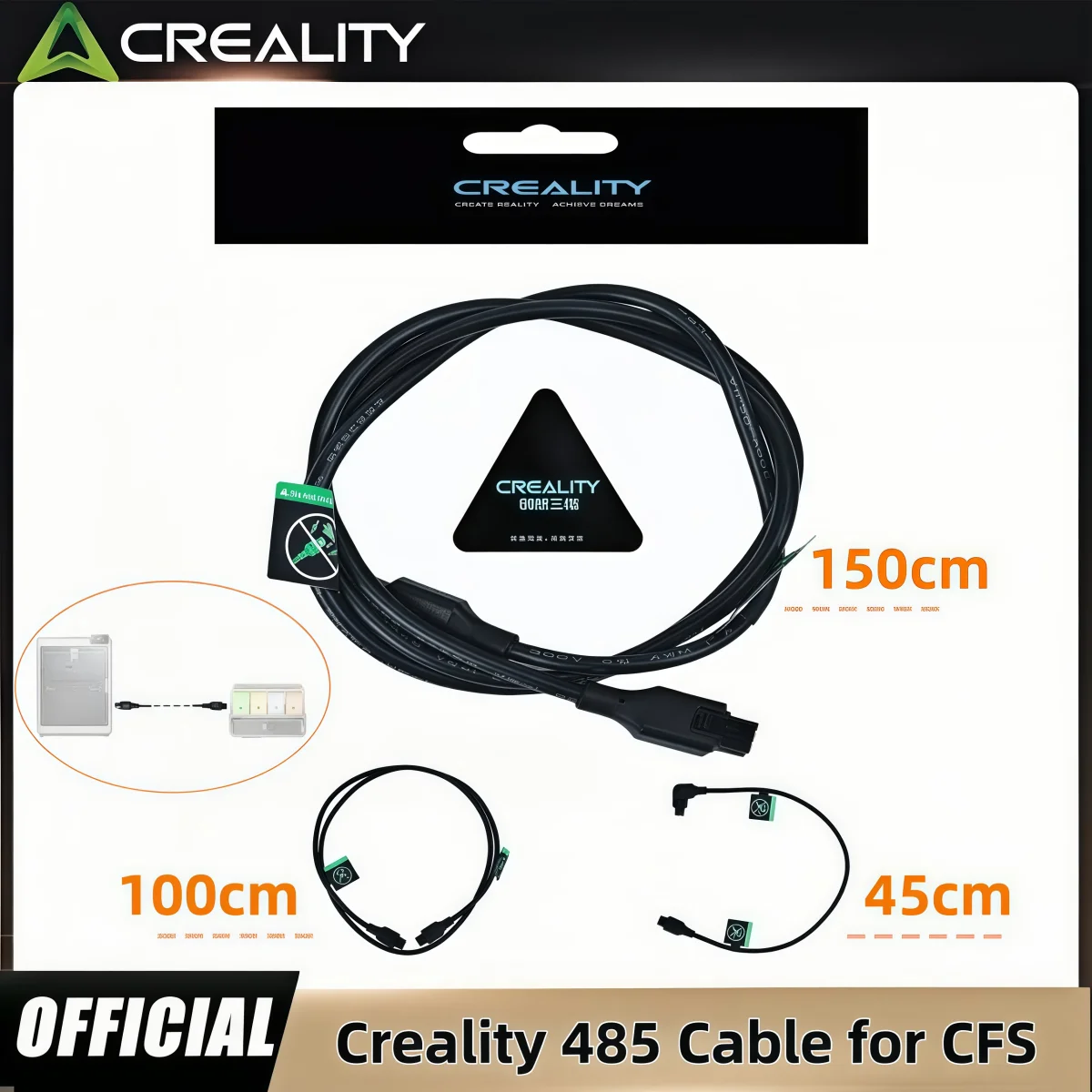 Creality CFS 485 Cable 45cm/100cm/150cm, Using RS-485 Protocol for Reliable Communication Between CFS  System and K2 Plus