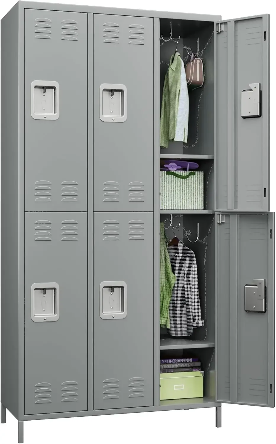 

Lockers - 6 Lockable Door Locker Cabinet,72 Inch Tall Storage Locker for Employee,Home Office,Gym,School