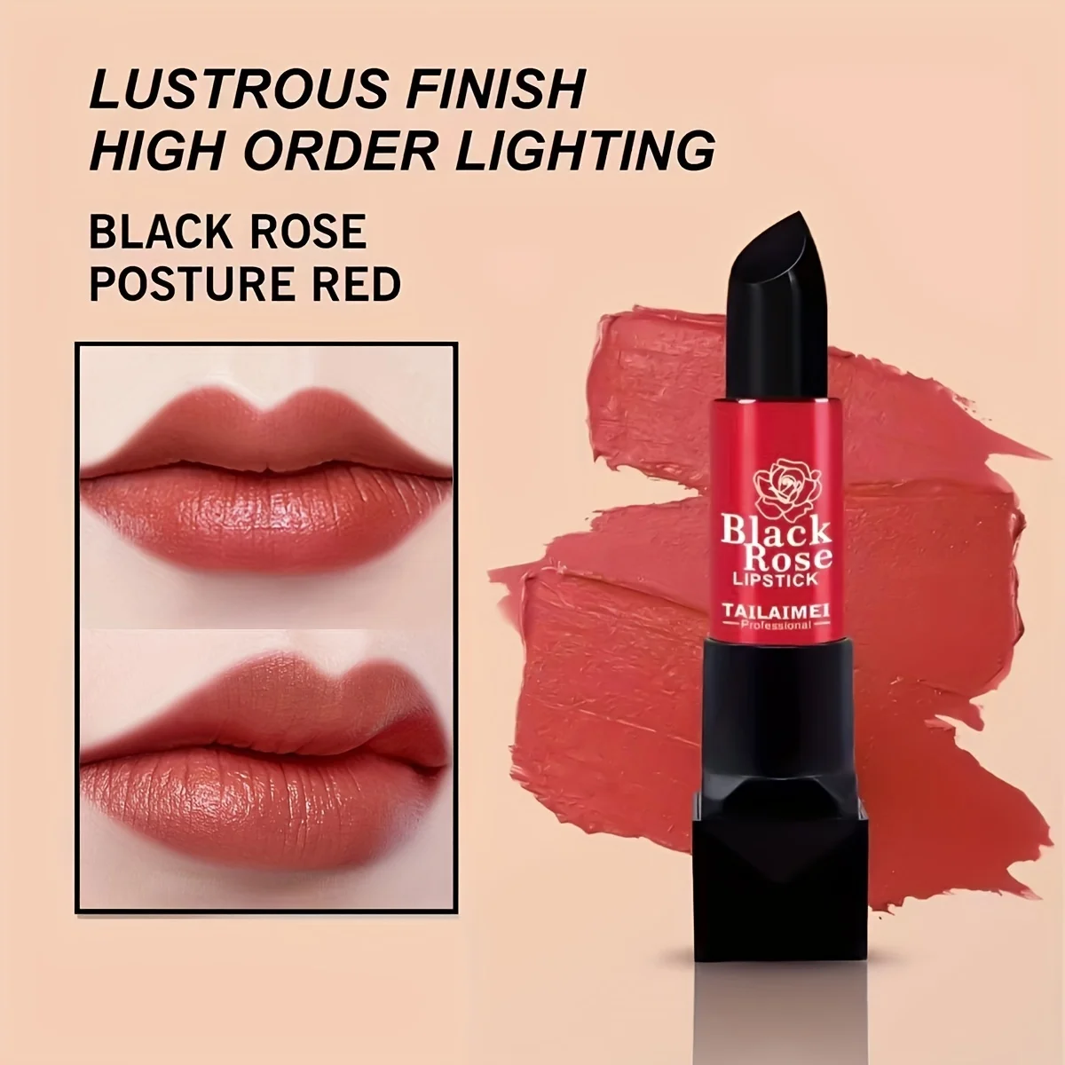 Rossetto Black Rose, lucentezza rossa opaca, tazza antiaderente a lunga durata, trucco balsamo labbra idratante