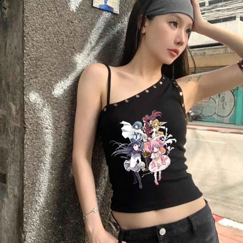 Madoka cropped top ladies cutecore streetwear baddie gyaru top tees gothic meme cute funny cutecore