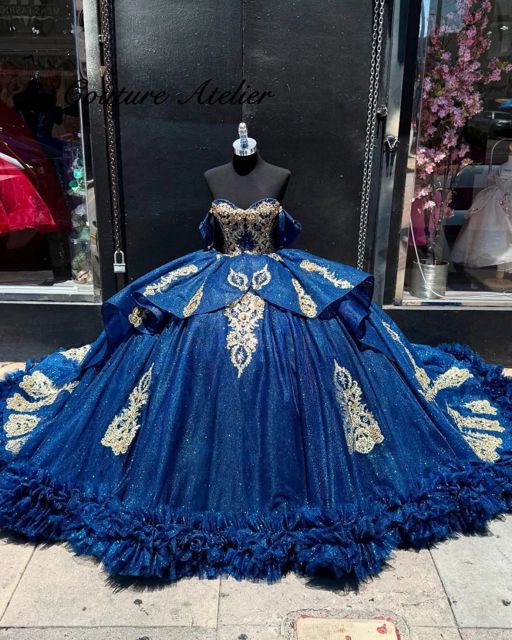 

Темно-синее платье Quinceanera с открытыми плечами Пышное бальное платье с открытыми плечами на шнуровке на день рождения Милое платье 15 16, платье по индивидуальному заказу