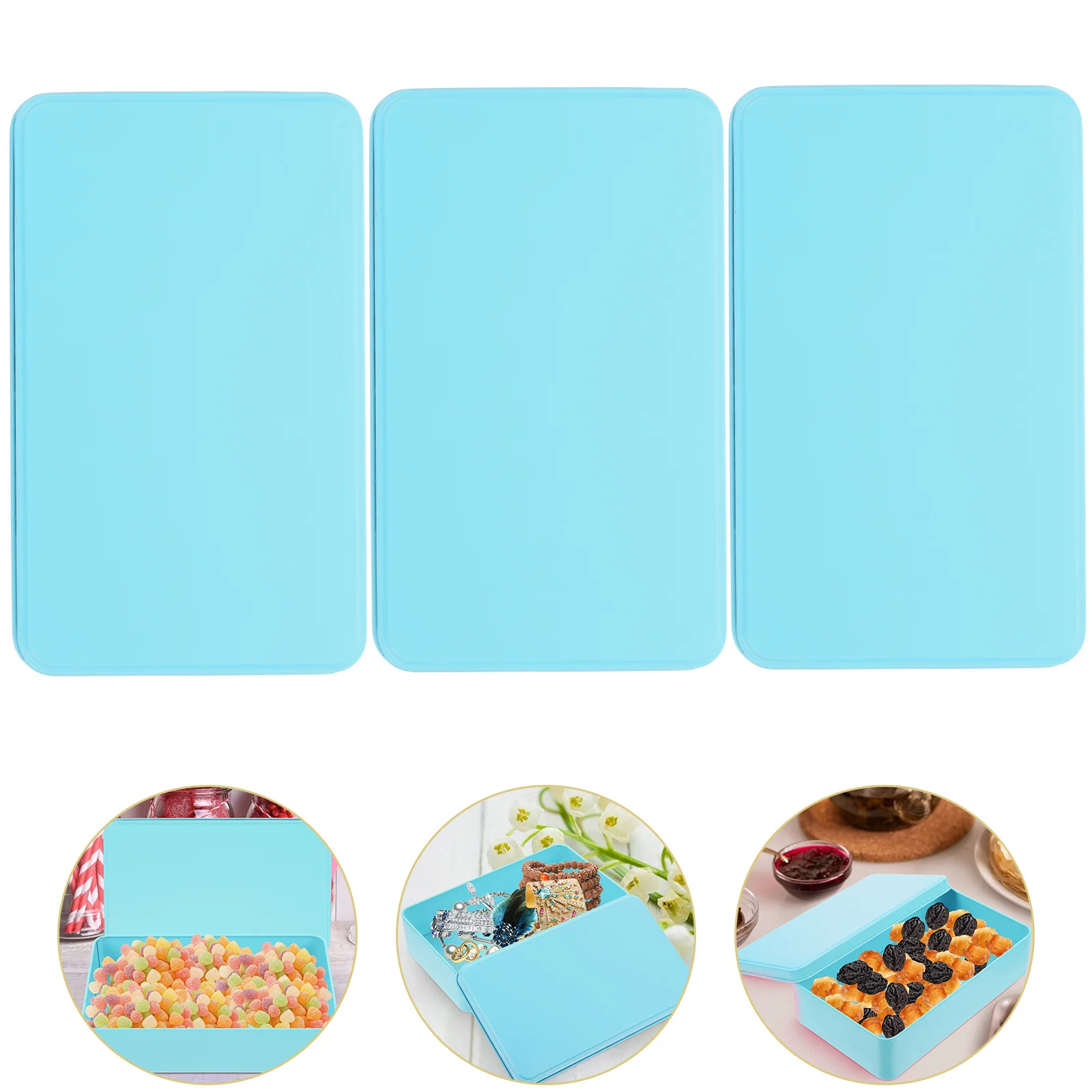 

3pcs Small Tin Box Rectangle Tinplate Storage Container For Candy Sweets Jewelry Gift Packaging Case Dustproof Keepsake