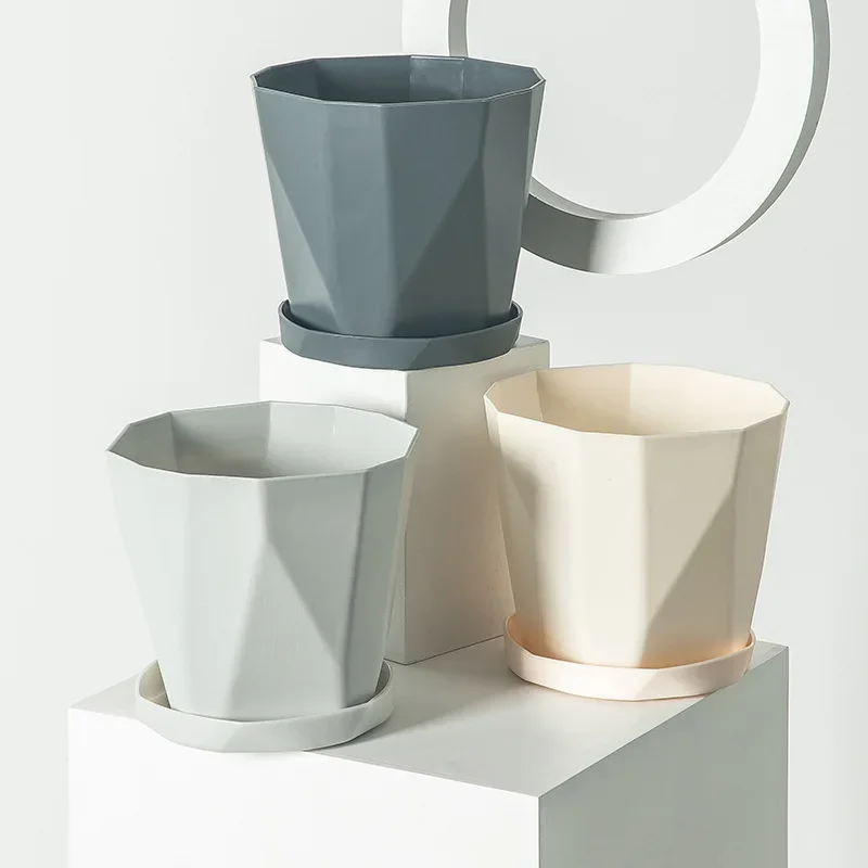 Vasos de flores de plástico para ambientes internos e externos, vasos de flores de grande diâmetro, plantas suculentas, plantas verdes