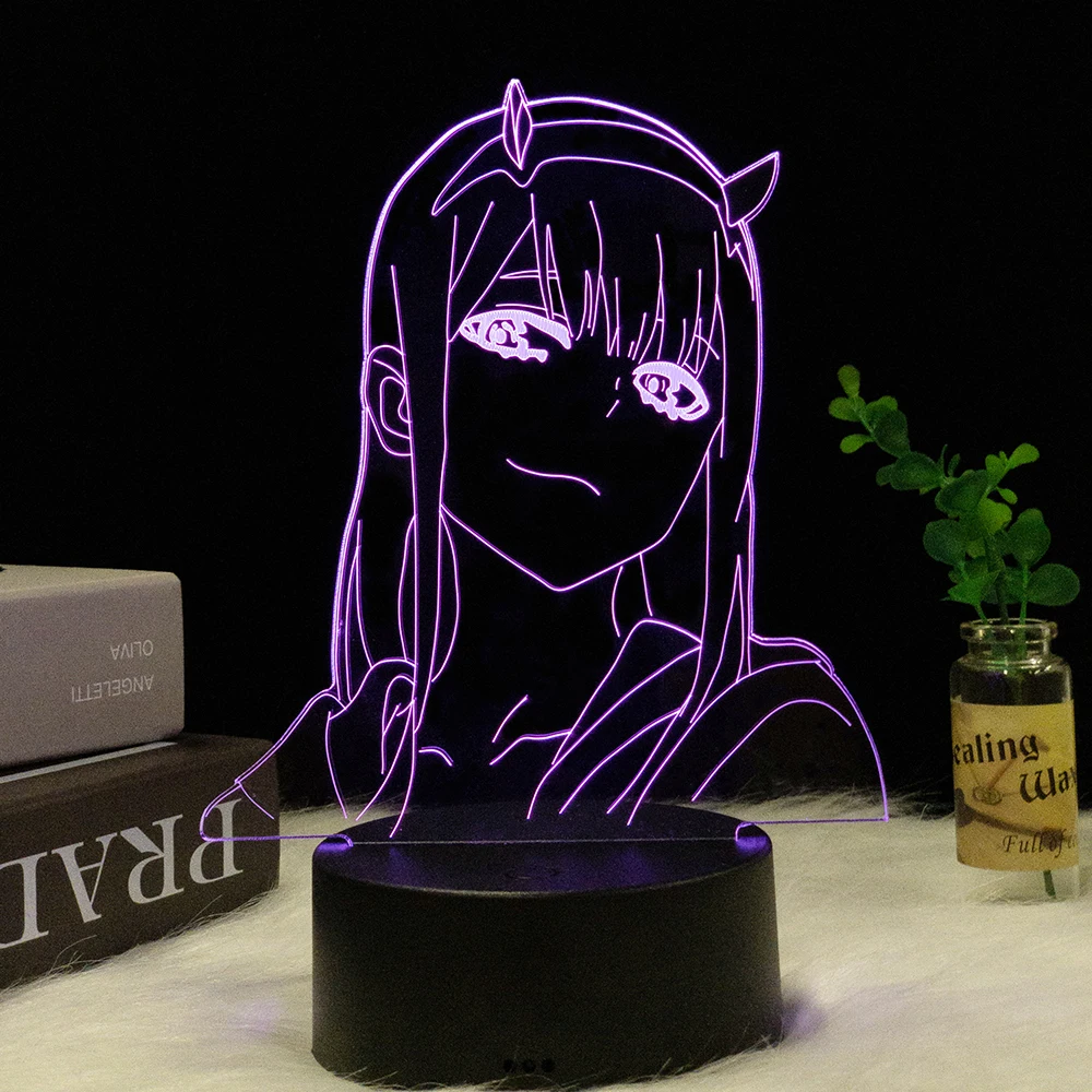 Led Night Light Zero Two Figure Table 3d Lamp for Bed Room Decor Light Anime Waifu Gift Darling In The Franxx Zero Two Lamp