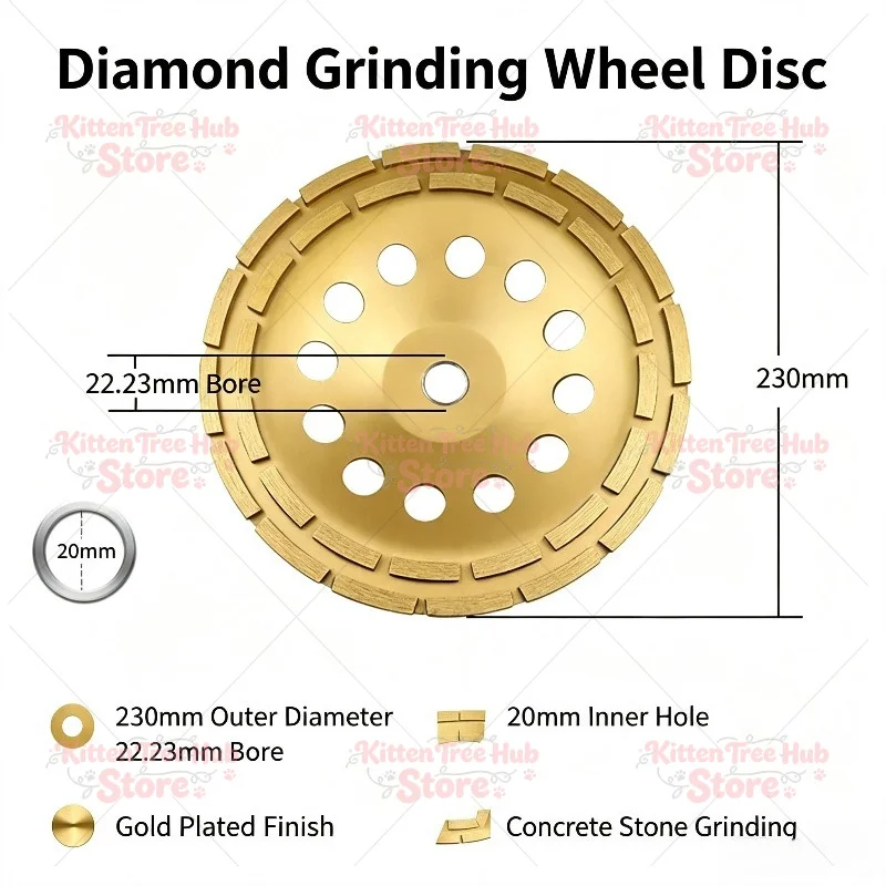 230MM Concrete Diamond Double Row Grinding Wheel Marble Granite Angle Grinder Tool