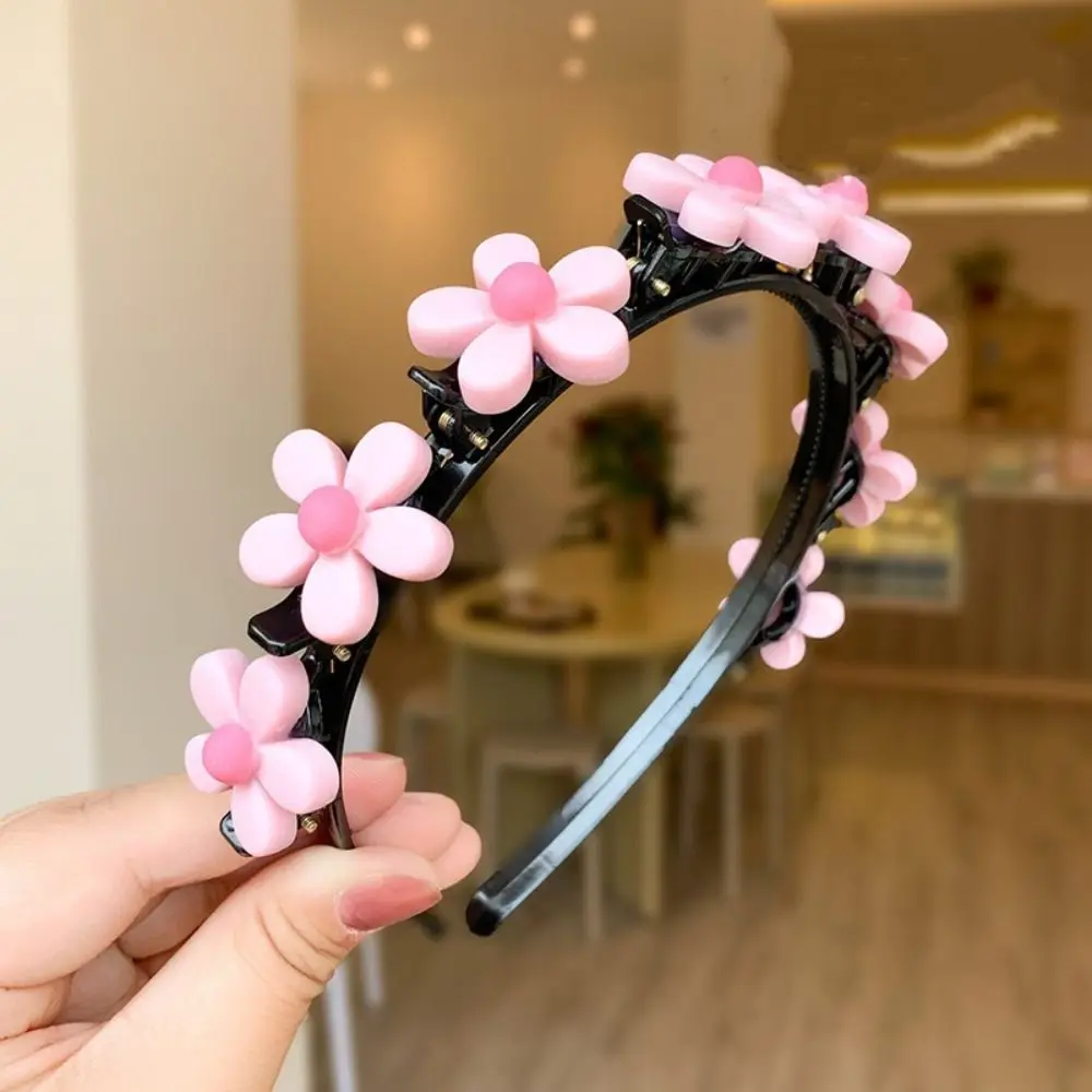 

Korean Double Bangs Hairpin Hairband Braided Colorful Flower Children's Wave Hair Hoop Kawaii Princess Kids Teeth Headband Party