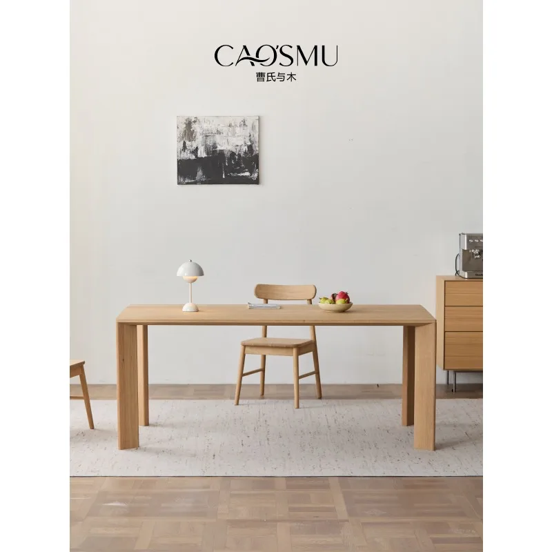 CZ-14 Wood Log Wind Dining Table Minimalist Large Board Table White Oak Solid Wood Rectangular Workbench