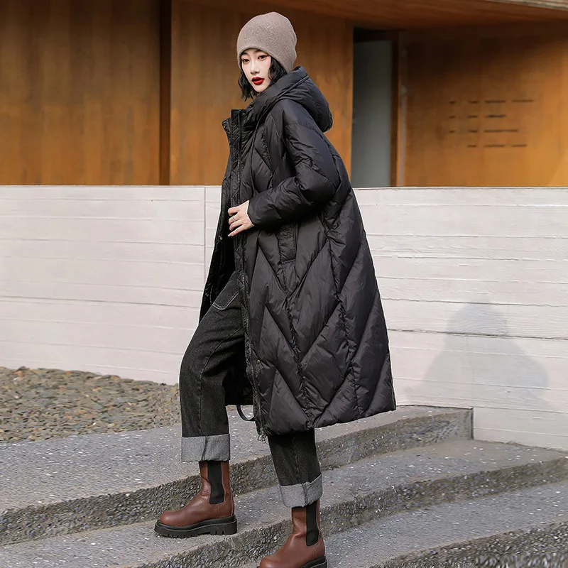 Inverno di Nuovo Modo delle Donne di Colore Solido Casual Alla Moda Semplice di Base Manica Lunga Con Cappuccio Cappotti Trapuntati Parka Femminile Abiti Vintage