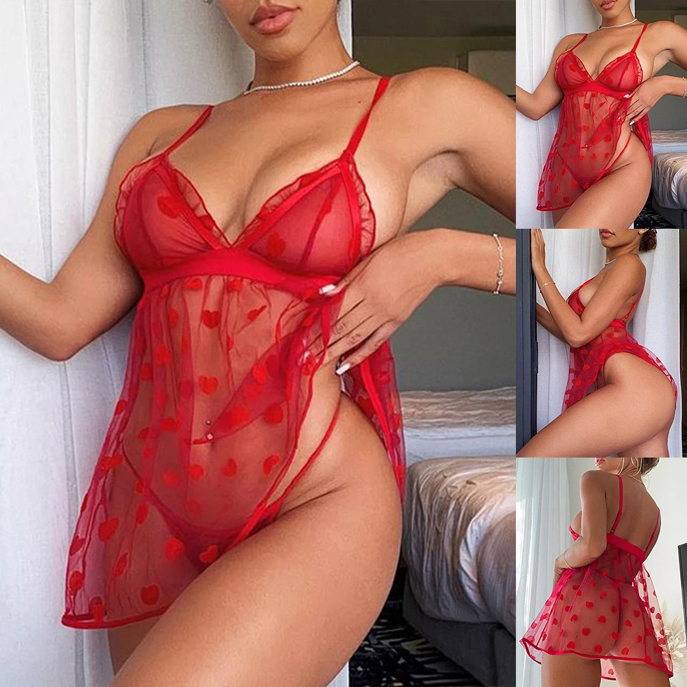 Nuisette en dentelle sexy pour femmes, string, vêtements de nuit, lingerie