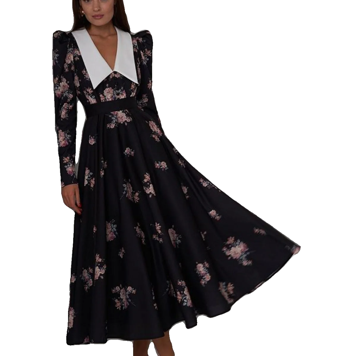 Ele longue imprimé Dr Vintage jupe florale ourlet rue Sle printemps automne hiver longue robe pour femme