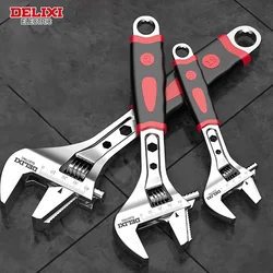 DELIXI ELECTRIC Adjustable Wrench Stainless Steel Spanner Bathroom Wrench Large Open With Rubber Sleevey Plumbing Repair Tool