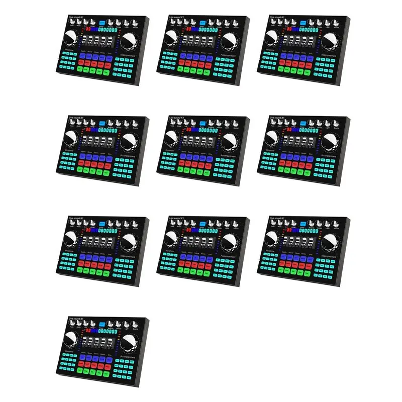 Exquisite-10X K1 Live Sound Card Portable Bluetooth Sound Card Profession Adjustable Volume Audio For Music Recording