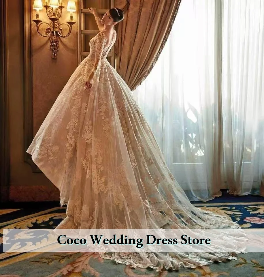 Robe De mariée personnalisée, magnifique et élégante, avec des Appliques en dentelle perlée, robe De mariée princesse pour femmes