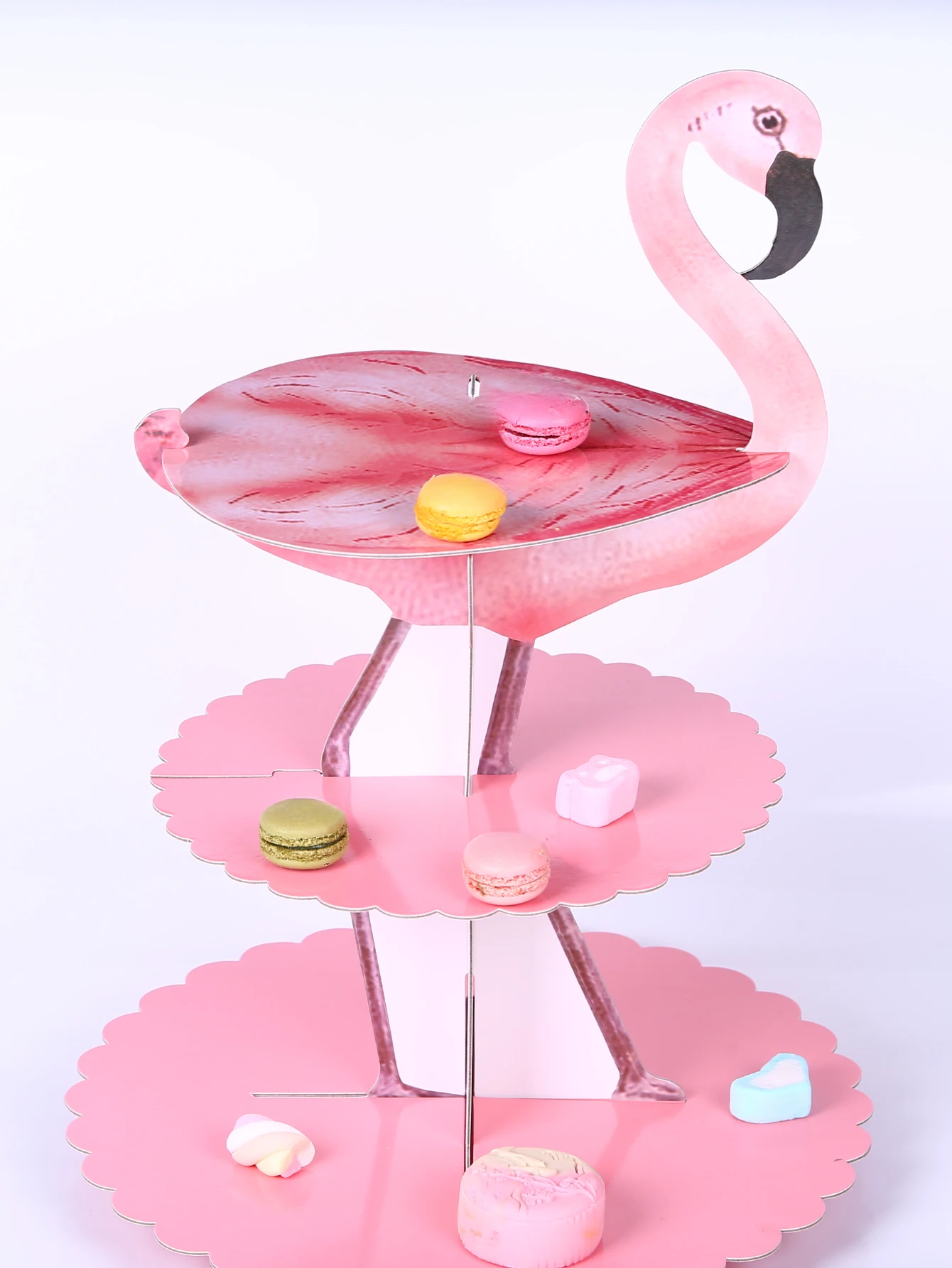 Three layer Flamingo cake stand Birthday Party dessert stand Decorated paper dessert stand