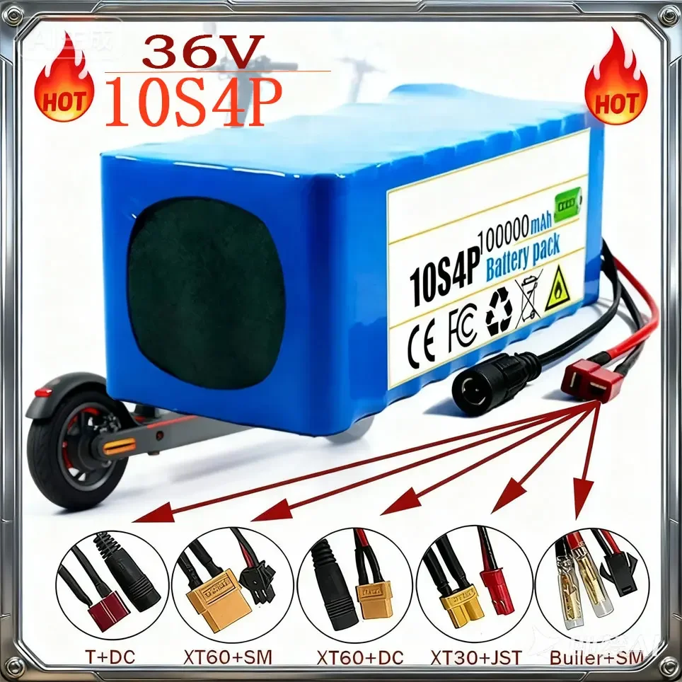 Neues Lithium-Ionen-Akkupaket 36V 100Ah 1000W 10S4P DC/T 100Ah für 42V Elektrofahrrad/Scooter mit BMS
