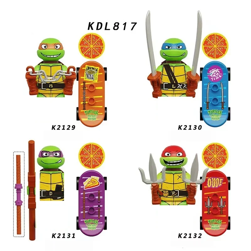 KDL831 817 Kf6125 Kf6129 Movie Mini Action Figure Bricks Leo Raph Don Weapons Assemble Building Blocks MOC DIY Toys for Children