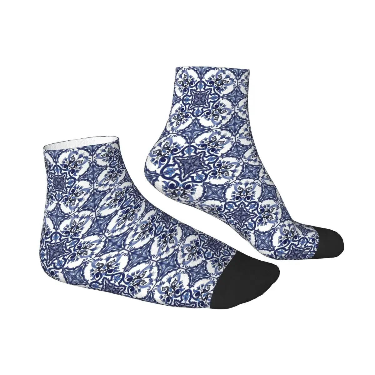 Calcetines de azulejo siciliano mediterráneo floral adornado azul Medias súper suaves Harajuku Calcetines para todas las estaciones Accesorios para regalos unisex